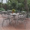 Flash Furniture Lila 31.5in Square Glass Top Metal Table with 4 Silver Aluminum Slat Stack Chairs TLH-0732SQ-017CSV4-GG - alternate 1